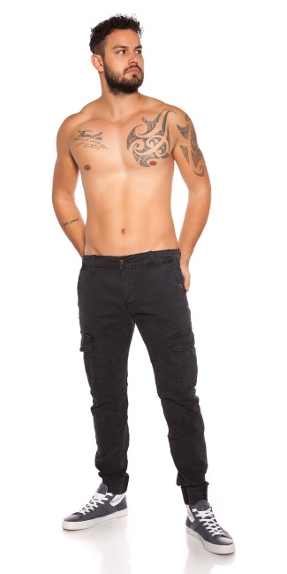 Trendy men s cargo pants with pockets Black